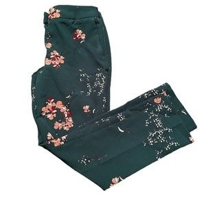 Carolina Belle Emerald Green Floral Grannycore Style Skinny Ankle Pants